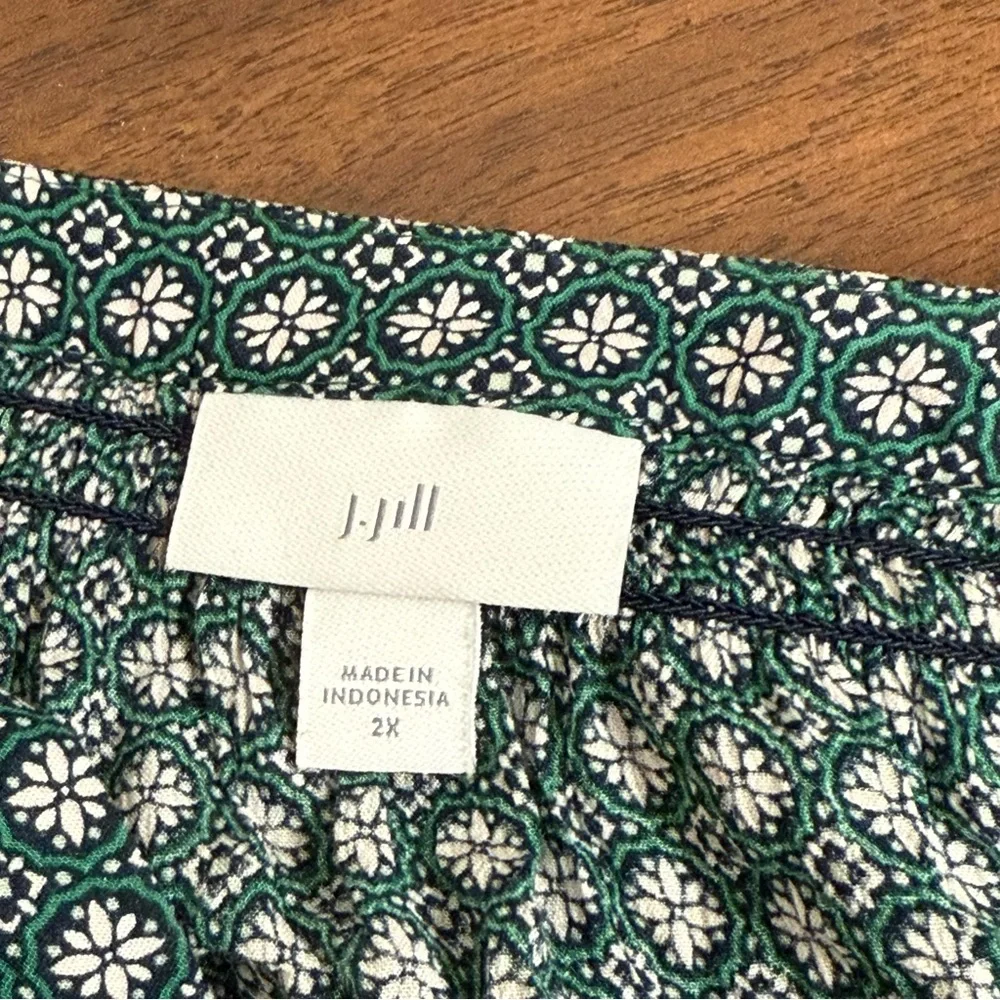 J. Jill 2X Green Boho Print Button Front Long Sleeve Tunic Top Plus Size - Picture 6 of 9